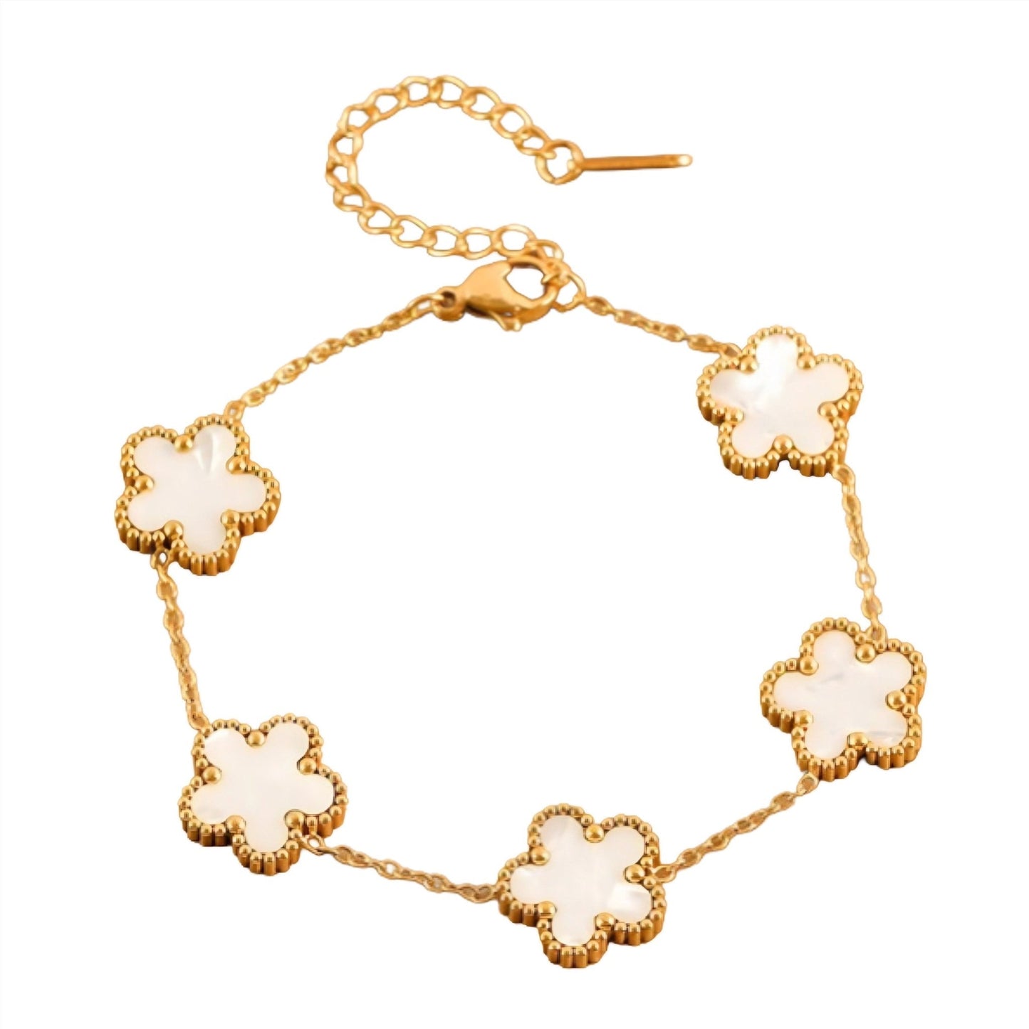 Pulsera Flor de Cinco Pétalos blanco