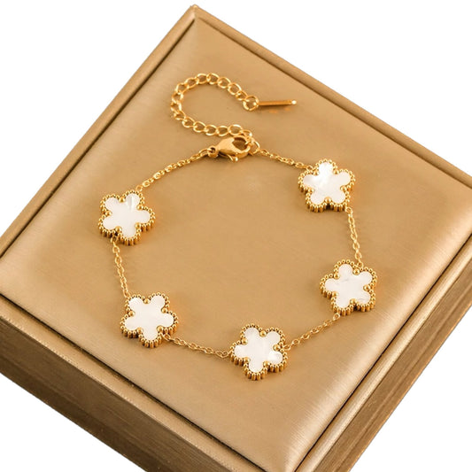 Pulsera Flor de Cinco Pétalos blanco