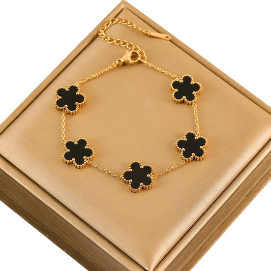 Pulsera Flor de Cinco Pétalos negro